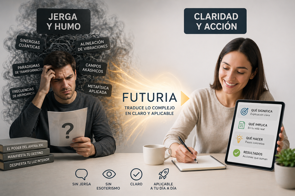 Interfaz limpia con texto claro y minimalista